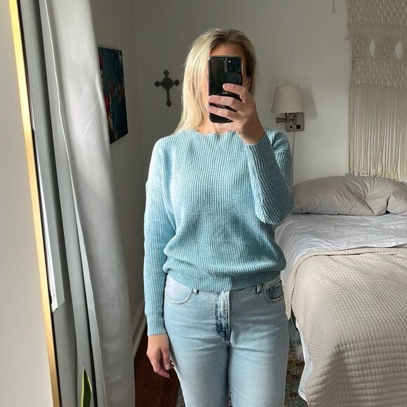 Vero Moda‎ Sweater Womens Small Blue Knit Open Back - Picture 1 of 7